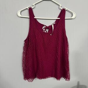 LC Lauren Conrad Reddish Purple Wider Strap Tank Top Women's Size Medium Lacy